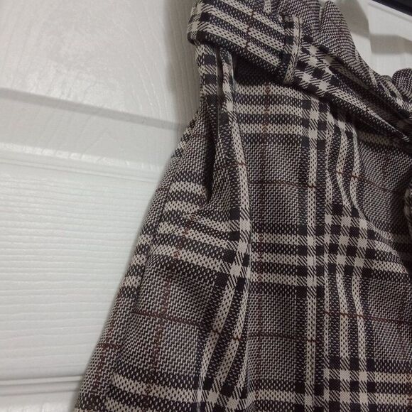 Plaid Shorts Size Large Paperbag Waist Front Pockets Transitional - Picture 4 of 8